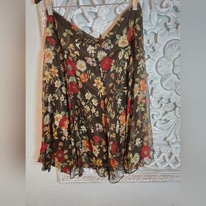 Zara Women’s 100% Silk Floral Skirt Vintage Size XL